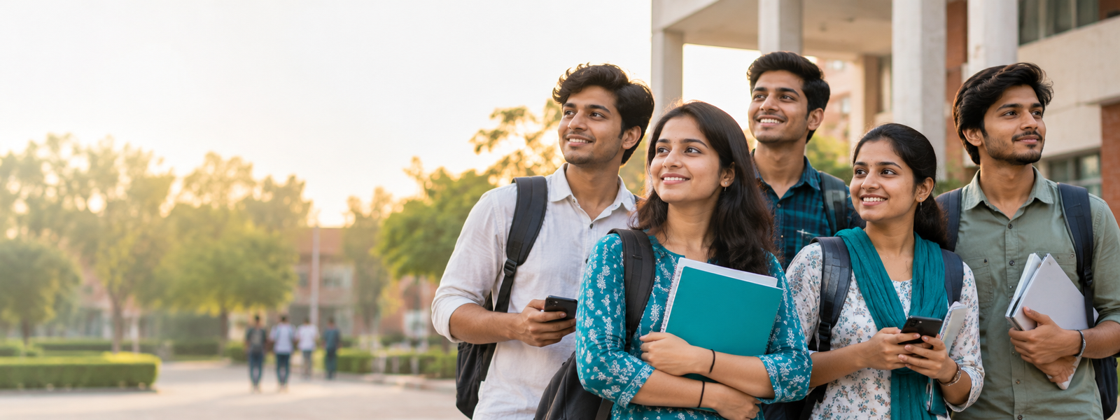 A group of young Indian graduates from small towns, ready for their first office job